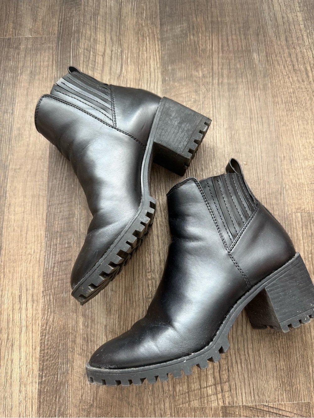 Black Lug Sole Chelsea Ankle Boots